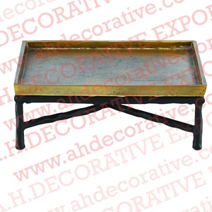 Metal Food Serving Tray with Stand Home Table <b>decorative</b> Kitchen Use <b>Fruit</b> and Coffee serving Tray - Product Image 4