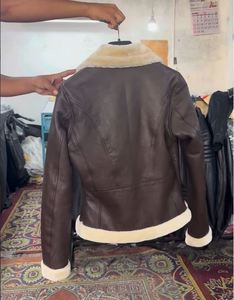 <b>Women</b> Winter Sheep Skin Dyed Customized Color Plus Size B3 High Quality Thick Quick Dry Silk <b>Bomber</b> Motorcycle <b>Jacket</b> - Product Image 3