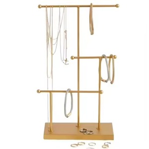 ชั้นวางเครื่องประดับโลหะดีไซน์หรูหรา หลายชั้น สำหรับจัดแสดงสร้อยคอและต่างหู - Product Image 4