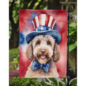 Labradoodle Drapeau de jardin américain patriotique Boîte aux lettres multicolore Drapeau de cour décoratif Bannière pour patio Oeuvre d'art Parterres de fleurs Jardin - Product Image 3