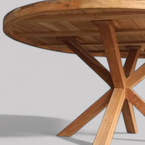 Table à manger ronde en teck avec un style moderne et en bois naturel pour la décoration de la maison - Product Image 6