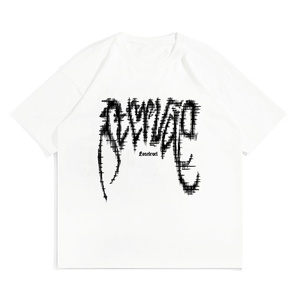 Hot Selling Oversized Unisex American Printed T-Shirts Men Loose Polyester Twill Stand Short Sleeve Formal Couple T-Shirts - Product Image 4