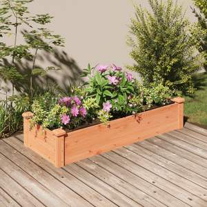 Jardinera Elevada Grande para Jardín en Madera de Abeto Sólido Marrón con Tela No Tejida para Arreglos de Exterior por Temporada - Product Image 1