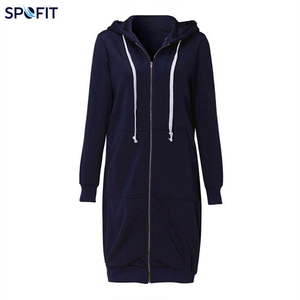 Wholesale SPOFIT 100% Cotton Eco-Friendly Breathable Anti-Wrinkle Knitted Lined Drop Shoulder Oversized <b>Long</b> <b>Hoodie</b> <b>Women</b> - Product Image 4