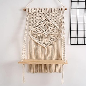 ชั้นวางติดผนังไม้มะม่วงแบบมาคราเม่ สไตล์โบฮีเมียน ทอมือ - ขายส่ง - Product Image 4
