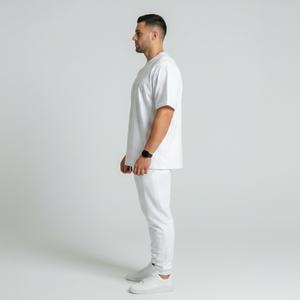 Camiseta Oversize de Color Blanco Estilo Streetwear para Hombre, Camiseta Corta de Corte Cuadrado, Camisetas Oversize Personalizadas para Hombre - Product Image 3