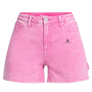 Shorts en jean délavé pour femme, taille haute élastique, design logo personnalisé, respirant, séchage rapide, coton, vente en gros 2026 - Product Image 1