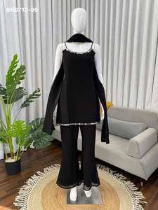 Ensemble haut élégant en faux georgette avec broderies miroir, pantalon coupe bootcut et dupatta – Nouvelle collection de mode féminine pour achats en ligne en Inde - Product Image 6