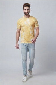 Camisetas Amarillas para Hombre con Efecto Desgastado por el Sol, Camiseta de Manga Corta con Cuello Redondo, Corte Regular, Estilo Casual Urbano, Camiseta Vintage con Lavado Ácido - Product Image 3