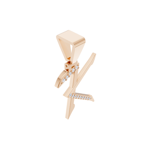 Aarinya - Letra 'K' Esculpida con Diamante Cultivado en Laboratorio, Certificado IGI, Oro de 14K con Diamantes Incrustados, Alfabeto Estilizado - Product Image 1