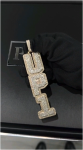 จี้เงินแท้ 925 ประดับเพชรโมอิสซาไนต์ VVS ดีไซน์อักษรย่อตามสั่ง สไตล์ฮิปฮอป สำหรับผู้ชาย - Product Image 5