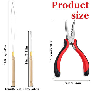 Hair Extension Pliers 3 Hole Micro Link <b>Tool</b> <b>Kit</b> <b>Mini</b> Hair Extension Installation and Removal <b>Tool</b> with 2 Crochet Hooks - Product Image 2