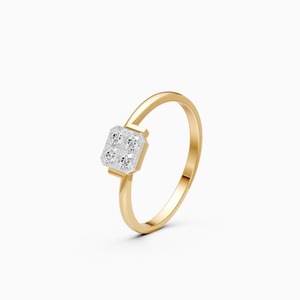 แหวนเพชรทรงสี่เหลี่ยม 0.19 กะรัต เพาะเลี้ยงในห้องปฏิบัติการ ประดับด้วยทอง 9K สีเหลือง ขาว และโรสโกลด์ - Product Image 1