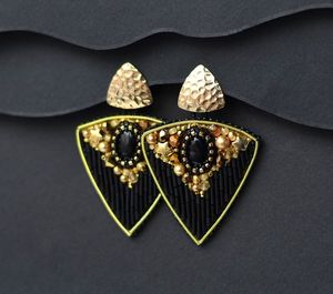 Pendientes de aro con bordado y cuentas, elegantes y bonitos, para bodas, fiestas, eventos festivos, regalos, joyería de moda. - Product Image 6