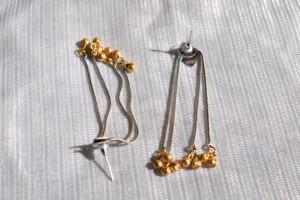 Silver Plated Kashmiri Style Long Stud <b>Earrings</b> With Golden Ghungroo Brass Studs For Women Wedding Wear Gift - Product Image 6