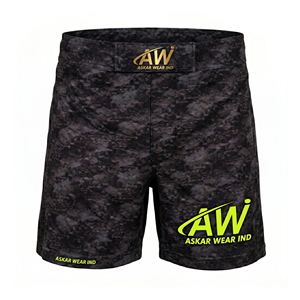 กางเกง MMA ยี่ห้อ Askar Wear รุ่น Ind สำหรับผู้ชาย สีดำ น้ำเงิน เหลือง พิมพ์ลายแบบ Sublimation แห้งเร็ว กระชับรูปทรง สำหรับกีฬาต่อสู้แบบผสมผสาน - Product Image 1