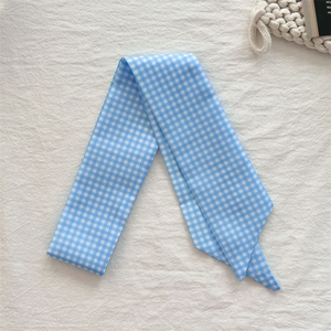 Juego de 6 Pañuelos de Seda Satinada con Diseño a Cuadros para Mujer, Accesorios para Asas de Bolsos, Pañuelos para el Cabello, Cintas para la Cabeza, Lazos - Product Image 6