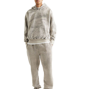 Ensemble de survêtement 2 pièces personnalisé délavé à l'acide pour femme, sweat-shirts en satin à fermeture éclair, survêtement délavé à l'acide pour homme, tenue professionnelle - Product Image 1