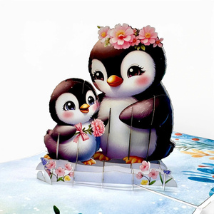 Tarjeta Pop-Up de Pingüino para el Día de la Madre, Artesanía en Papel de Vietnam, para Expresar Amor como Regalo, Más Vendida y en Tendencia - Product Image 3