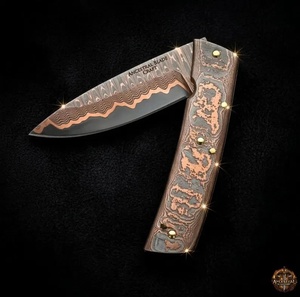 Coltello Tascabile Pieghevole Artigianale in Acciaio Damasco con Manico in Rame, Coltelli da Sopravvivenza e Caccia OEM di Grado Industriale <span class=keywords><strong>Pasha</strong></span> - Product Image 3