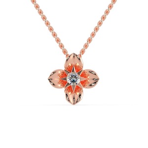 Pendentif unisexe en argent sterling avec motif tulipe serti de moissanite taille brillant |   Plaqué rhodium |   Taille unique |   Luxueux et Personnalisé - Product Image 1