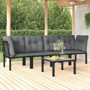 5 pezzi Set da giardino in Poly Rattan nero e grigio Set da giardino elegante - Product Image 1