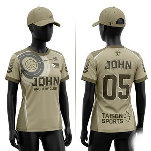 Maillot de tir à l'arc en polyester interlock 180 GSM de qualité supérieure, gris pêche et blanc, imprimé par sublimation, logo personnalisé, tenue d'équipe - Product Image 2
