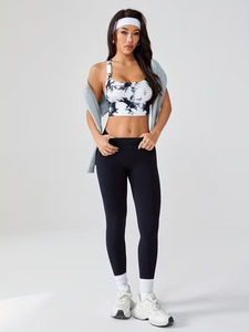 Women Tie Dye Sports Bra | High Impact Criss <b>Cross</b> Back Gym Crop <b>Top</b> | Polyester Spandex Hook and Eye Adjustable Workout Tank - Product Image 2