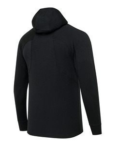 Sudadera con Capucha Negra para Hombre, Manga Larga, con Bolsillo con Cremallera en el Pecho, Tejido Transpirable de Poliéster, Corte Casual, para Otoño - Product Image 2