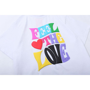 เสื้อยืดโอเวอร์ไซส์ทรงบ็อกซี่ แขนเสื้อแบบดรอปโชว์เดอร์ ผ้าคอตตอนถักน้ำหนัก 300 กรัม 100% เป็นมิตรต่อสิ่งแวดล้อม พิมพ์ลายพัฟฟ์  สำหรับผู้ชาย ขายส่ง - Product Image 2