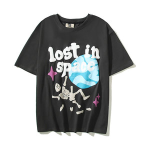 T-shirt à manches courtes imprimé dessin animé pour homme, col rond, coupe classique, en coton, décontracté, respirant, avec logo imprimé en relief sur le devant - Product Image 2