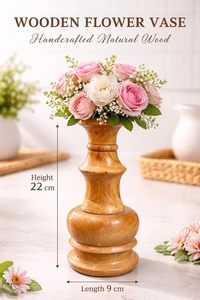 Art Deco Wood Flower <b>Vase</b> Tabletop Eco-Friendly Decorative Bud <b>Vase</b> for Living Room and Home Garden - Product Image 3