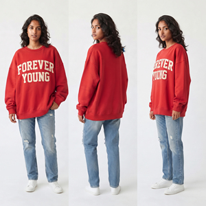 Sweat-shirt à col rond surdimensionné pour femmes, sweat-shirt personnalisé avec broderie sur le devant, t-shirt d'hiver en molleton 100% coton pour femmes - Product Image 5