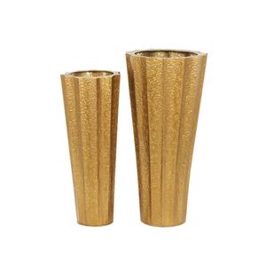 Vases à fleurs en métal pour présentation au sol, lot de 2, finition dorée, décoration de mariage, vases de luxe, décoration pour occasions de mariage, pots à fleurs à vendre - Product Image 5