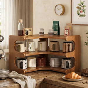 Étagère de rangement d'angle en bois pour cuisine - Product Image 3