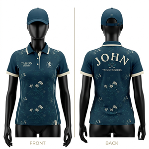 เสื้อกอล์ฟผู้หญิง 185 GSM ผ้าโพลีเอสเตอร์ผสมสแปนเด็กซ์ ระบายความชื้น สีเขียวทอง แต่งแผง พร้อมโลโก้พิมพ์ลายตามสั่ง ชุดกีฬา - Product Image 5