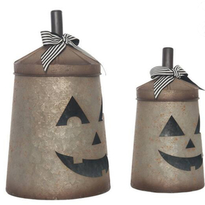 Galvanized Jack O <b>Lantern</b> <b>Set</b> Of 3 Pieces Hexagon Metal Halloween <b>Lantern</b> With Jack O' <b>Lantern</b> - Product Image 5