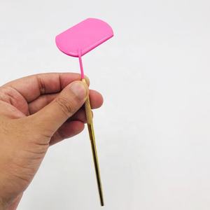 แหนบต่อขนตาปลอมพร้อมปลายแหลมแหนบปลายแหลมทำจากเหล็กสีชมพูโทนสีทองทนทานจับได้90องศา - Product Image 4