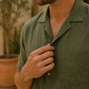 Camisa de Lino de Manga Corta para Hombre - Camisa de Lino Suave con Certificación OEKOTEX para Uso Diario Informal - Product Image 5