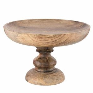 Support à gâteau rond en bois sculpté, plateau de présentation de desserts, élément de décoration de cuisine élégant et naturel - Product Image 1