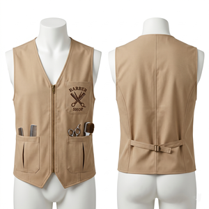 Chaqueta de Barbero para Hombre, 180 GSM, Tela de Poliéster Premium, Rosa, Manga Corta, Diseño de Paneles, Botones a Presión, Logotipo Bordado Personalizado - Product Image 5