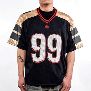 Nuevo Diseño de Camiseta de Fútbol Americano con Cuello en V para Hombre, Malla de Poliéster de 240 GSM, Estilo Deportivo Urbano, Fabricante OEM Personalizado al por Mayor, EE. UU. - Product Image 1