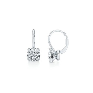 Pendientes de Lujo con Diamantes Redondos Brillantes, Oro Blanco de 14K, Diseño Solitario Colgante, Joyería Fina, Regalo para Mujer - Product Image 2
