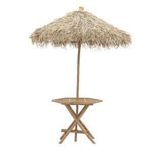 Sombrilla de bambú grande de alta calidad para exteriores, parasol con protección solar, estilo bohemio, para playa, con base de hoja de palma, de Vietnam. - Product Image 2