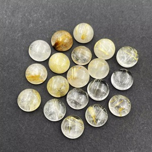 Natural Golden Rutile Mix Size Round Loose Gemstone Cabochon 4,5,6,7,8,9,10,11,12, mm Golden Rutile Cabochon for Jewelry - Product Image 1