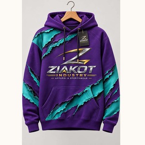 Sudadera con Capucha Deportiva Morada y Dorada, Cosida a Medida, de la Industria Ziakot, Venta al Por Mayor Directa - Product Image 3