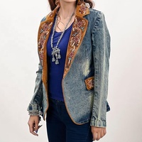 Abrigo de mezclilla para mujer con tallado a mano, chaqueta de cuero occidental, chaqueta deportiva occidental, chaqueta deportiva para mujer, chaqueta de cuero para mujer