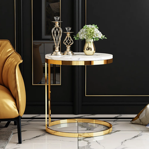 Bulk Sale Gold Plated <b>Table</b> Luxury Furniture Marble Top Side <b>Table</b> for Living Room, Hotel, Office <b>C</b> <b>Shape</b> Corner <b>Table</b> - Product Image 2