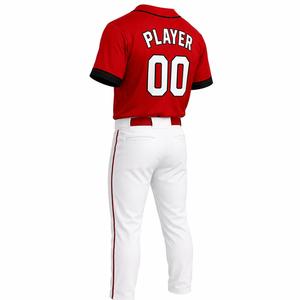 Maillot de baseball rouge personnalisé pour homme, manches courtes, boutons sur le devant, logo blanc, impression 00, respirant, coupe classique, vêtements pour toutes les saisons - Product Image 2