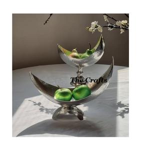 Juego de Dos Tazones para Frutas de Acero Inoxidable Pulido en Forma de Luna, de Alta Calidad, Diferentes Tamaños, con Base - Product Image 1